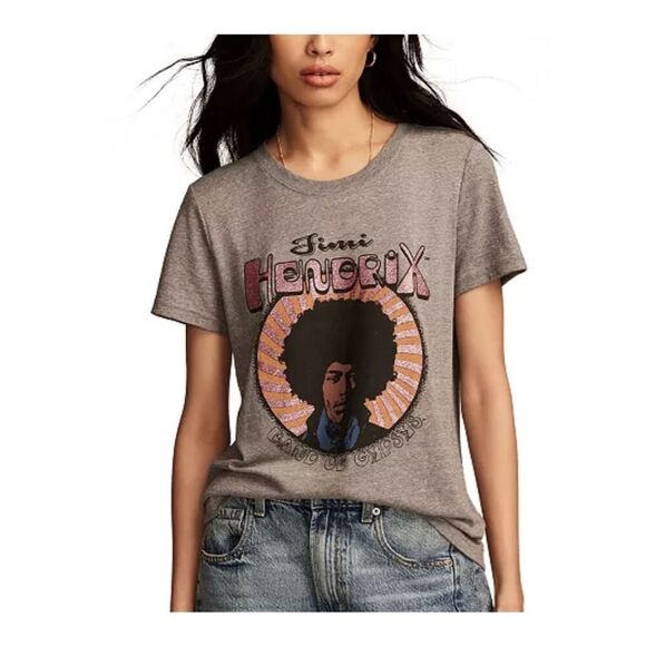 Lucky Brand Hendrix Circle Glitter Classic Graphic T-Shirt size small - Picture 1 of 4